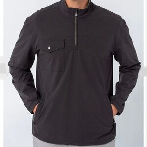 Linksoul Boardwalker Half-Zip Windebreaker Golf Jacket in Black, Size Me…